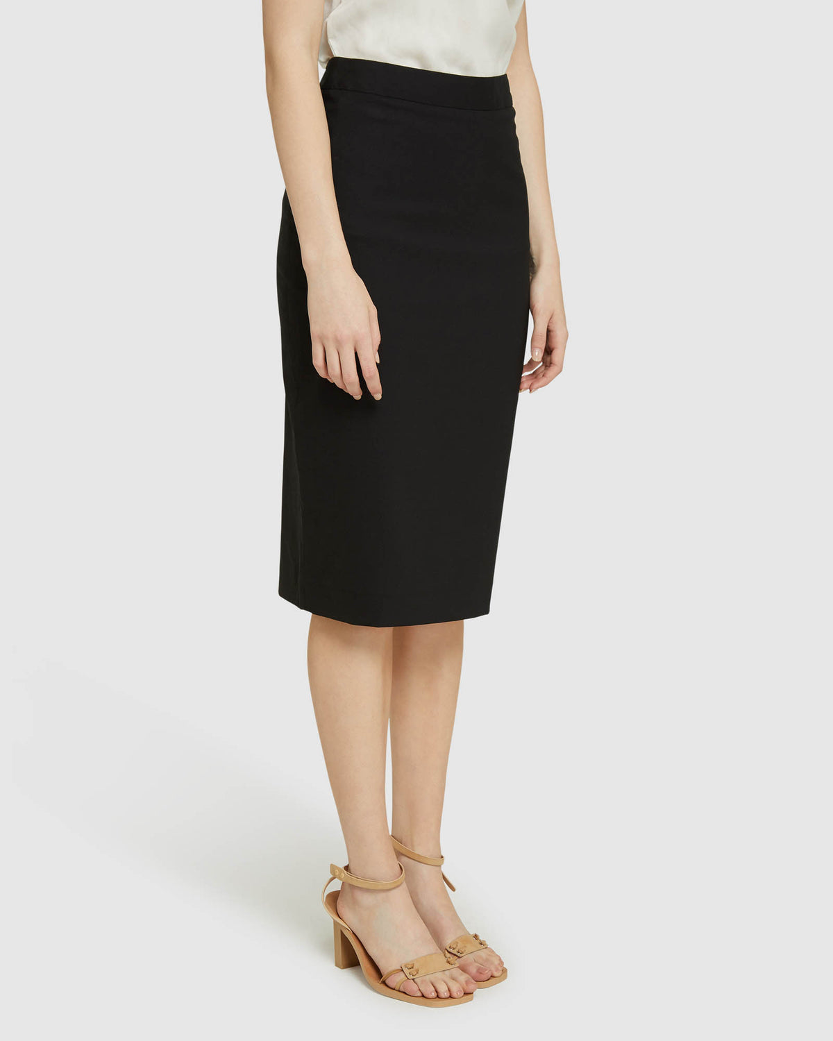 PEGGY BLK WOOL STRETCH SUIT SKIRT BLACK