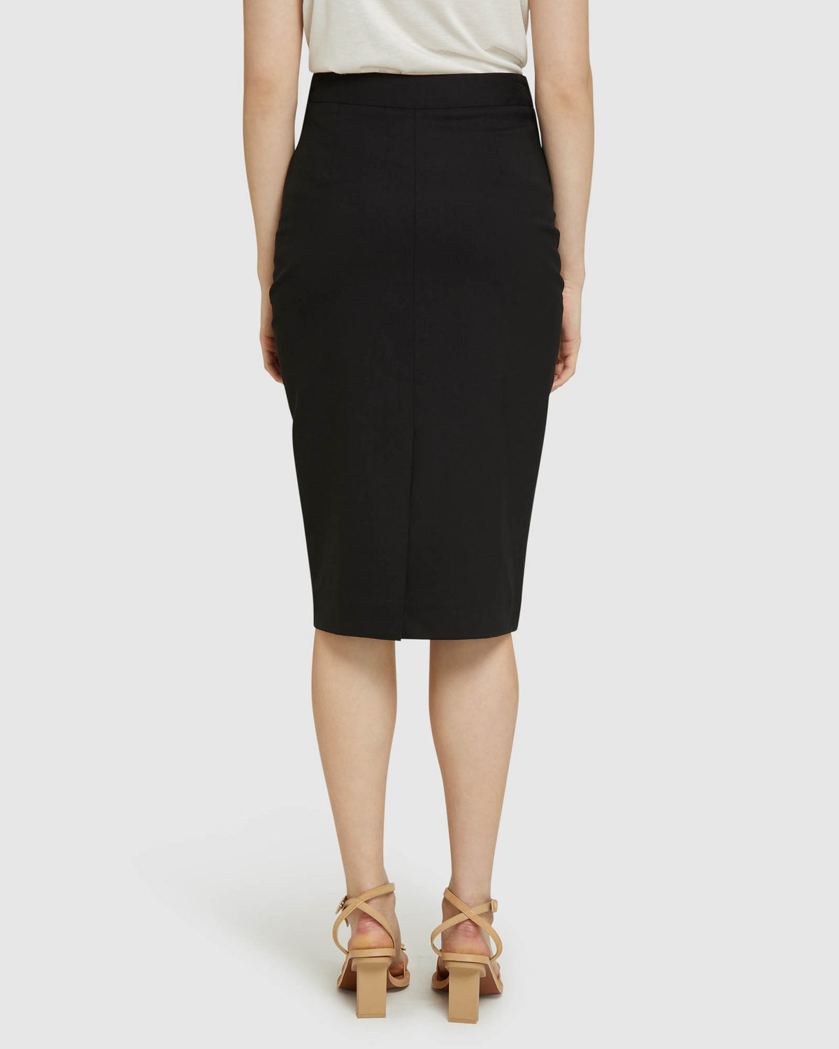 PEGGY BLK WOOL STRETCH SUIT SKIRT BLACK
