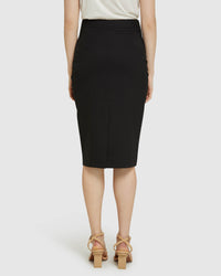 PEGGY BLK WOOL STRETCH SUIT SKIRT BLACK