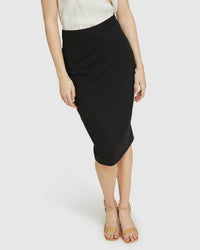 PEGGY BLK WOOL STRETCH SUIT SKIRT BLACK