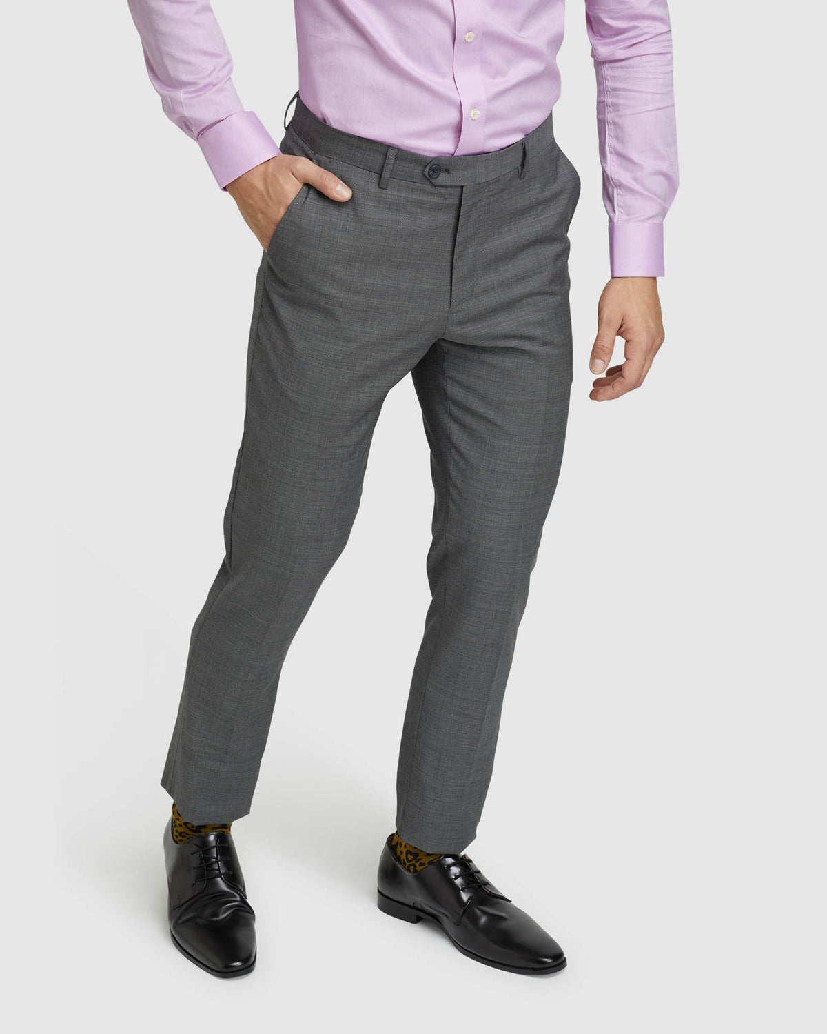 BYRON WOOL SUIT TROUSERS CHARCOAL