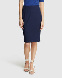MONROE STRETCH ECO SUIT SKIRT NAVY