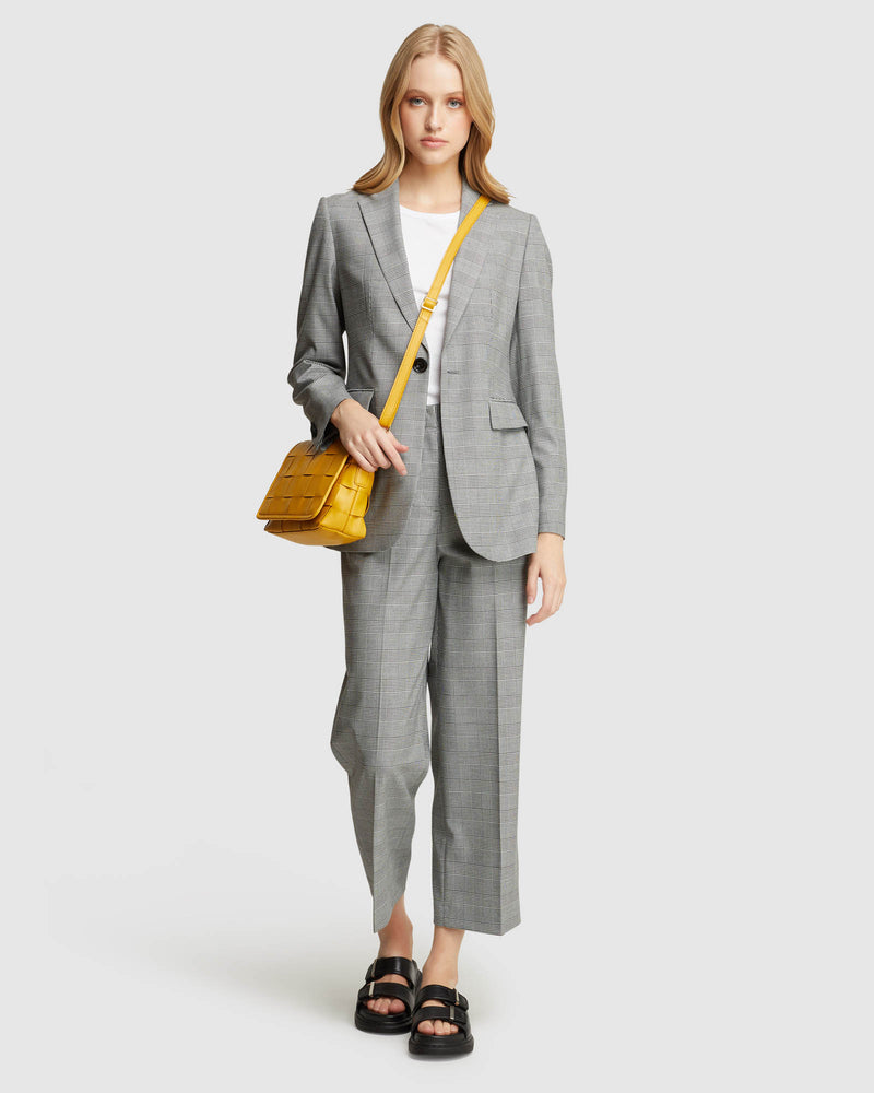 HELENA CHECK STRETCH ECO SUIT PANTS BLACK/WHITE