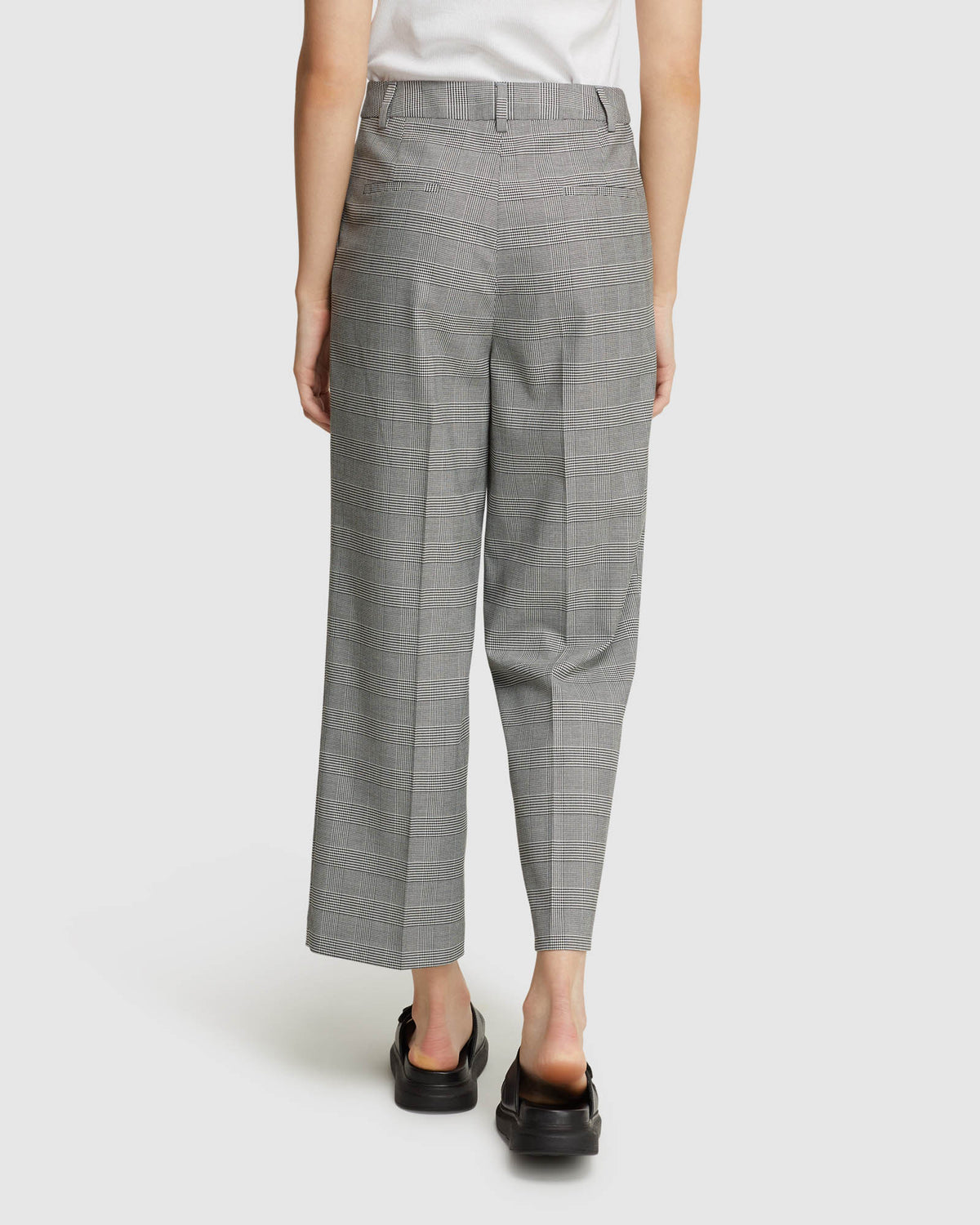 HELENA CHECK STRETCH ECO SUIT PANTS BLACK/WHITE