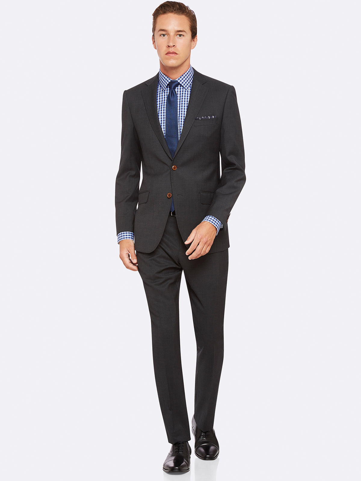 HOPKINS WOOL SUIT TROUSERS CHARCOAL