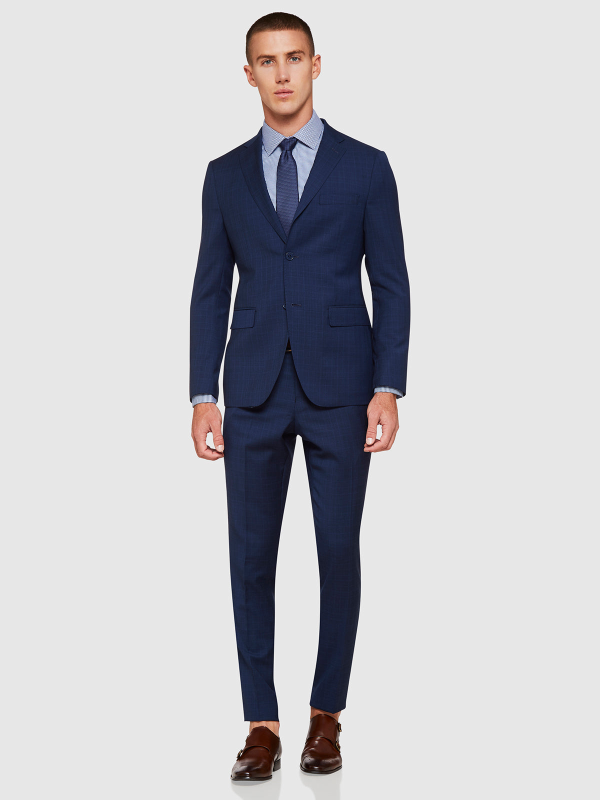 BYRON WOOL SUIT TROUSERS BLUE