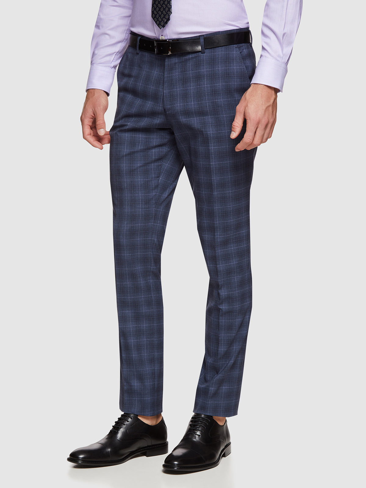 AUDEN ECO CHECKED SUIT TROUSERS GUNMETAL