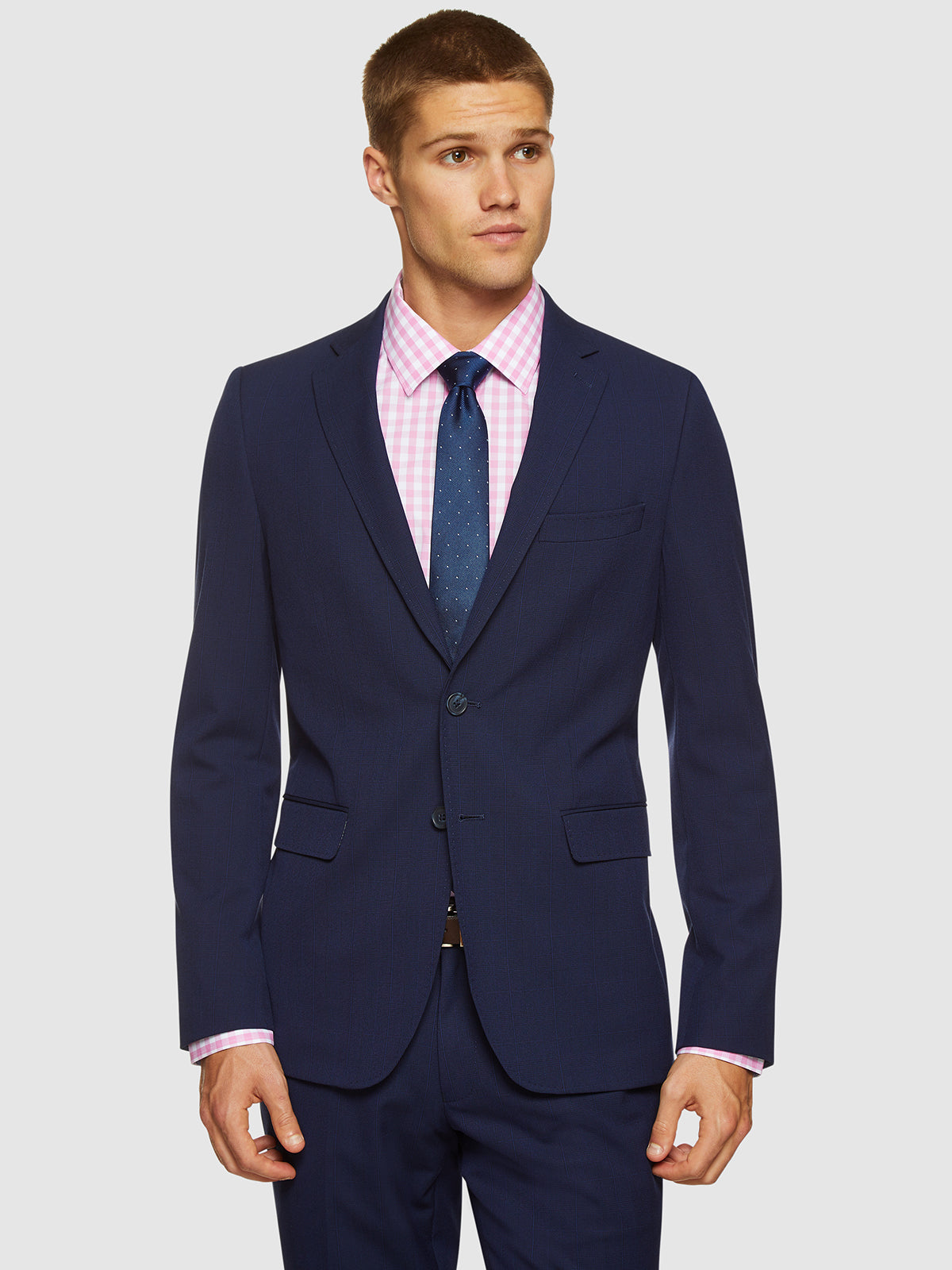 AUDEN ECO CHECKED SUIT JACKET NAVY