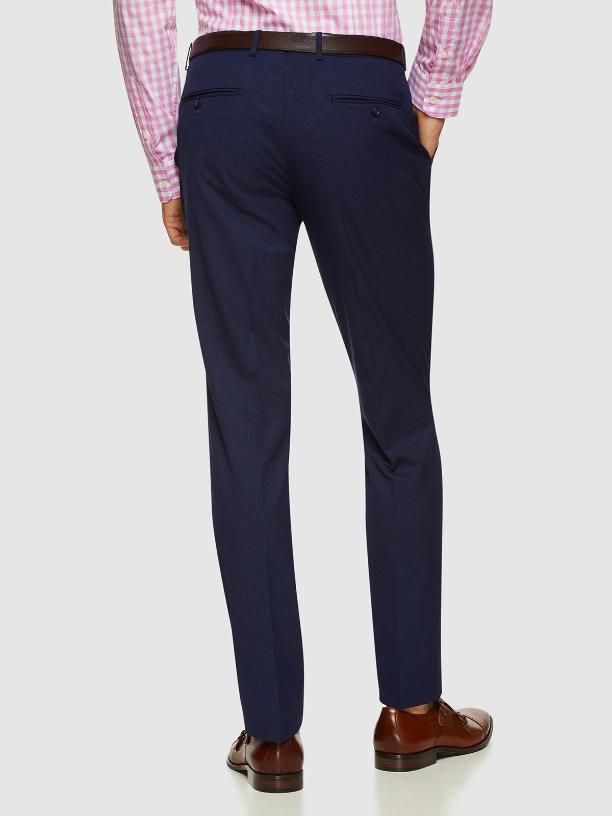 AUDEN ECO CHECKED SUIT TROUSERS NAVY