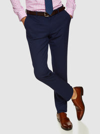 AUDEN ECO CHECKED SUIT TROUSERS NAVY