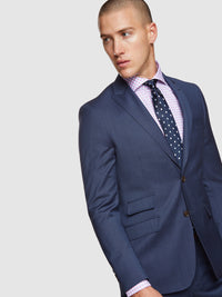 HOPKINS PEAK LAPEL WOOL SUIT JACKET BLUE