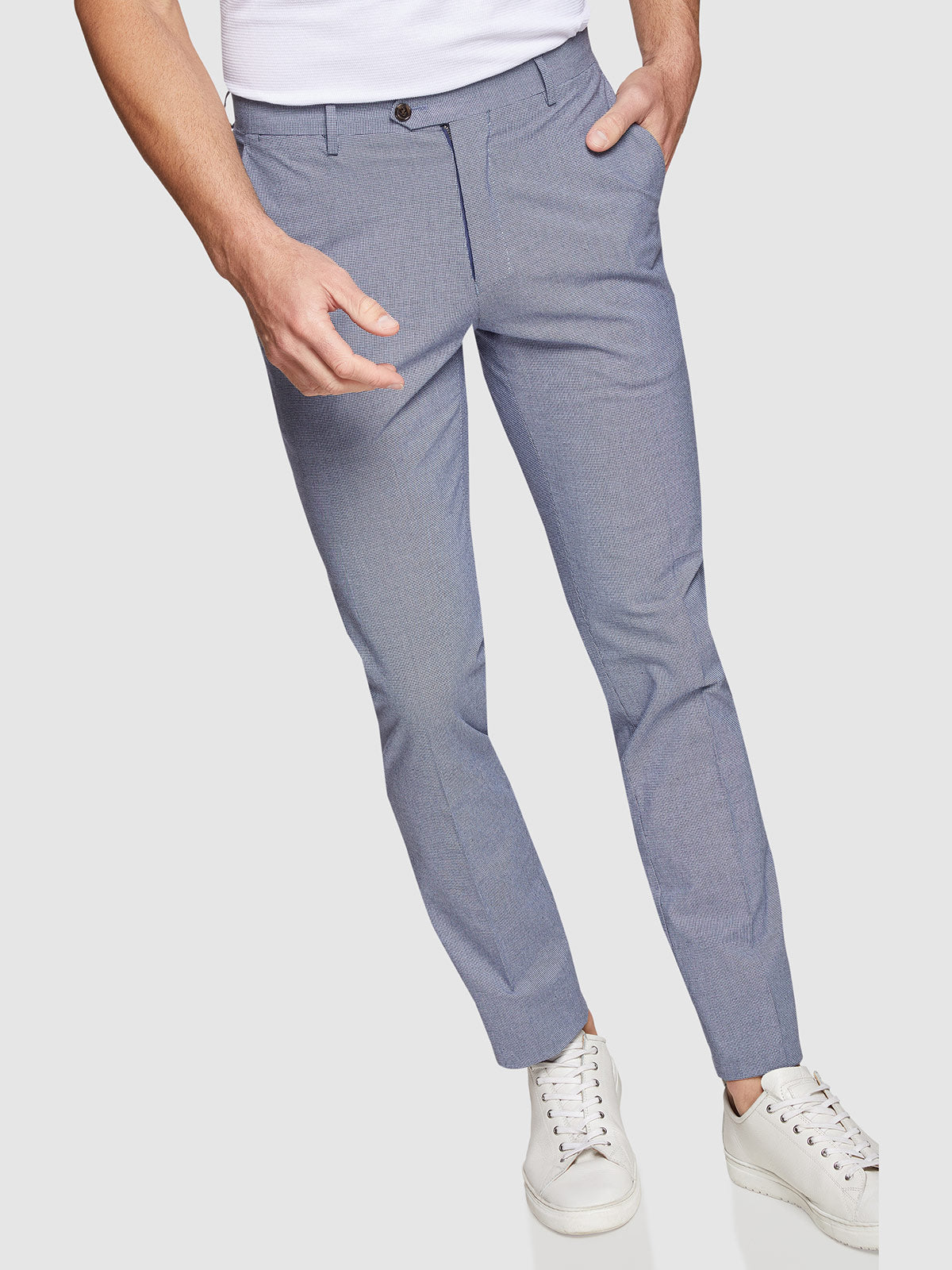 STRETCH TEXTURED TROUSERS NAVY