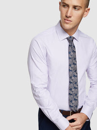 BECKTON DOBBY STRIPED SHIRT PURPLE