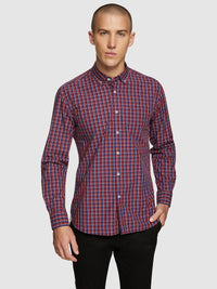 STRATTON REGULAR FIT CHECKED SHIRT RED