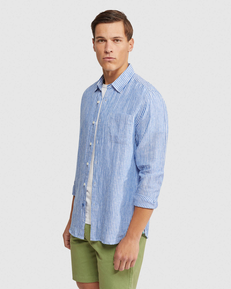 HOLLOWAY PURE LINEN STRIPED SHIRT MENS SHIRTS