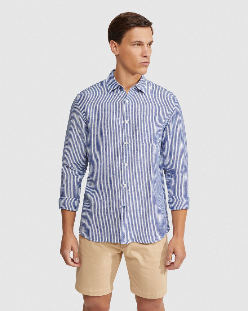 HOLLOWAY PURE LINEN STRIPED SHIRT MENS SHIRTS
