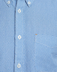 UXBRIDGE LINEN CTTN STAR PRT SHIRT BLUE