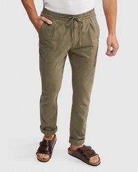 FRASER LINEN COTTON PULLON PANTS MENS TROUSERS