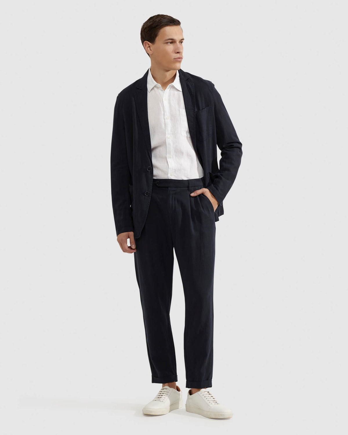 Fashion Set Of Slim Fit Contrast Color Casual Jacket Trousers Twopiece Suit  ColorGrey SizeS