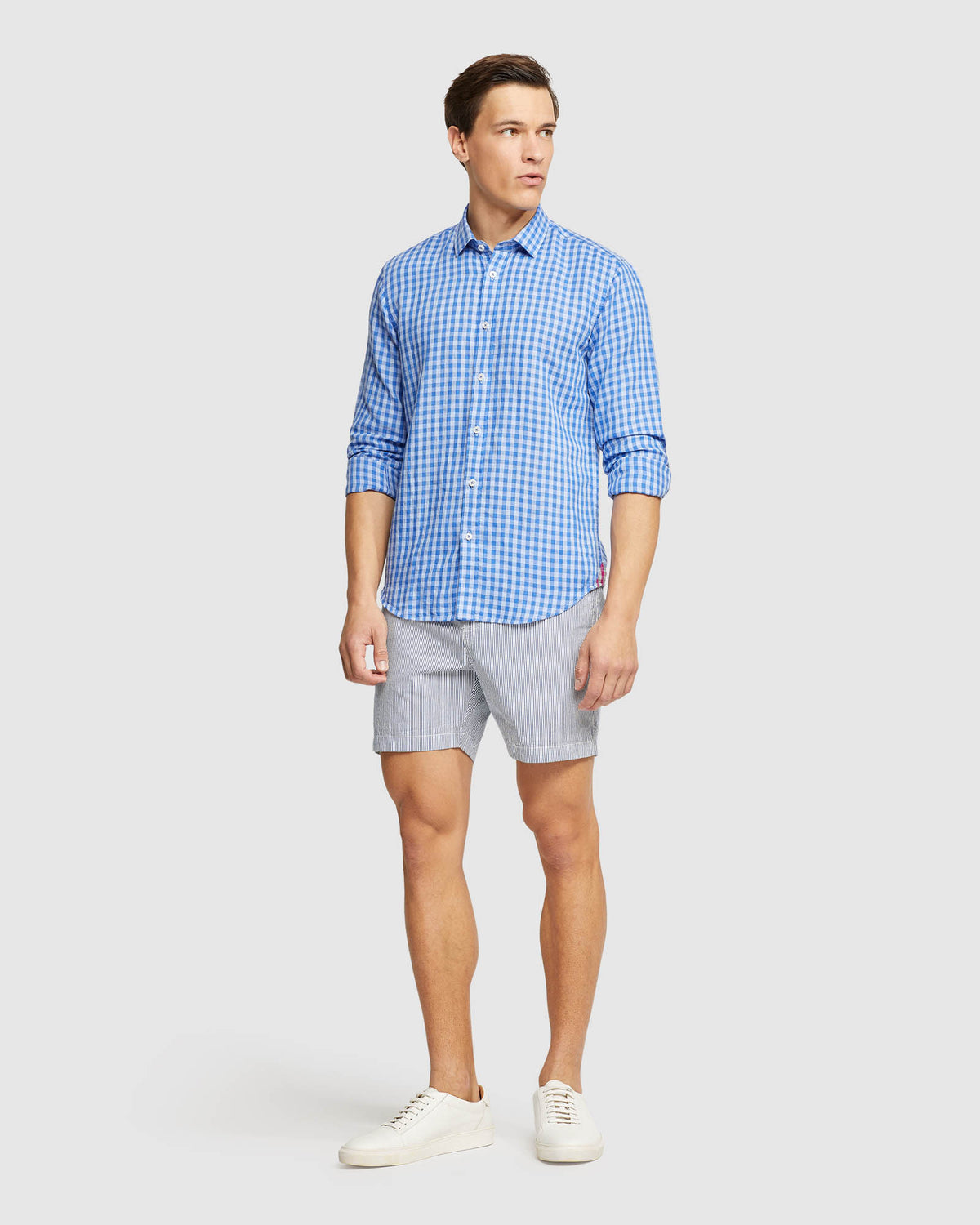 KENTON LINEN BLEND CHECKED SHIRT MENS SHIRTS