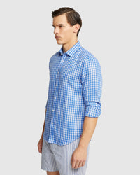 KENTON LINEN BLEND CHECKED SHIRT MENS SHIRTS