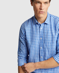 KENTON LINEN BLEND CHECKED SHIRT MENS SHIRTS