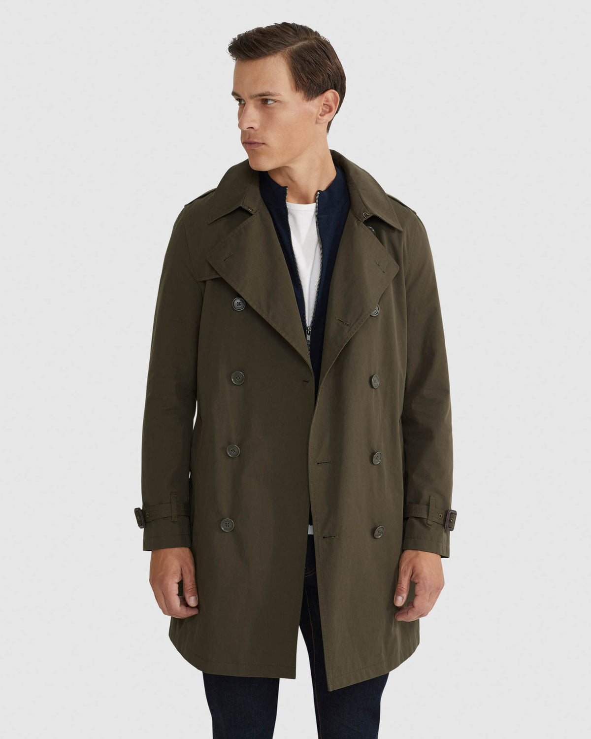 Marco Short Trench Coat – Water-Repellent Cotton Blend, Roomy Fit