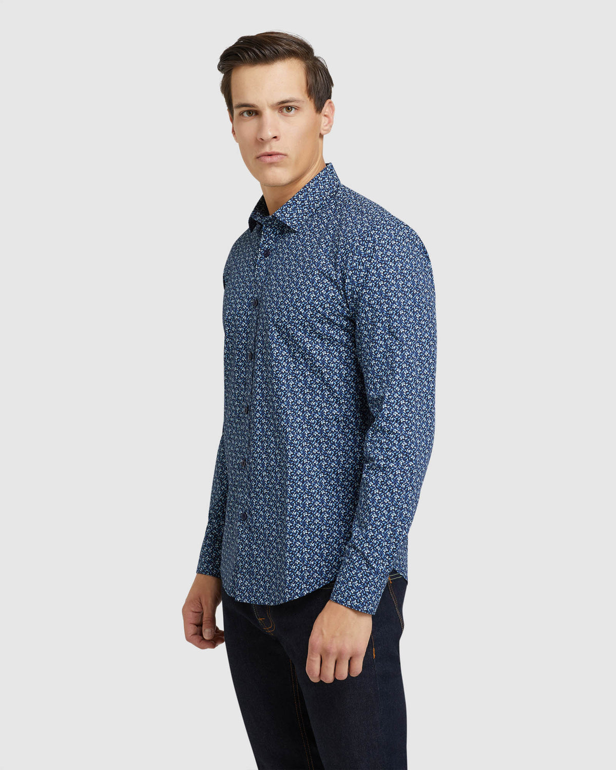 KENTON FLORAL PRINTED SHIRT NAVY