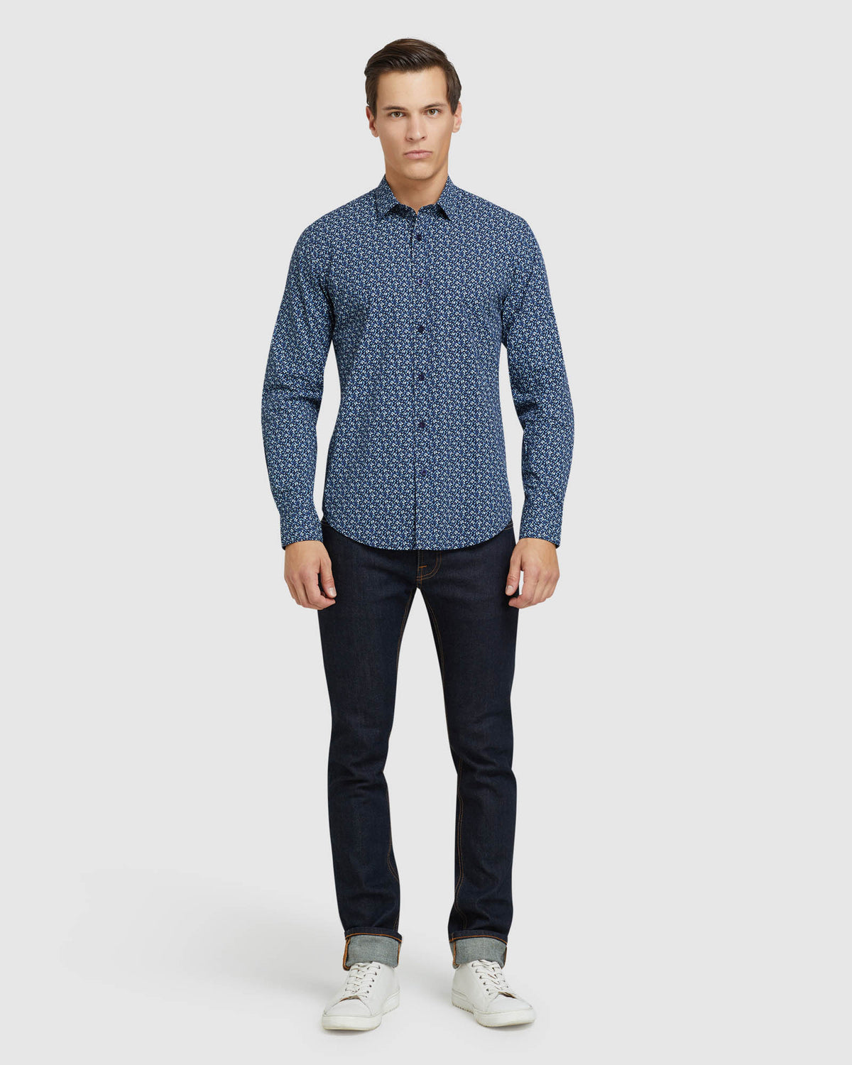 KENTON FLORAL PRINTED SHIRT NAVY