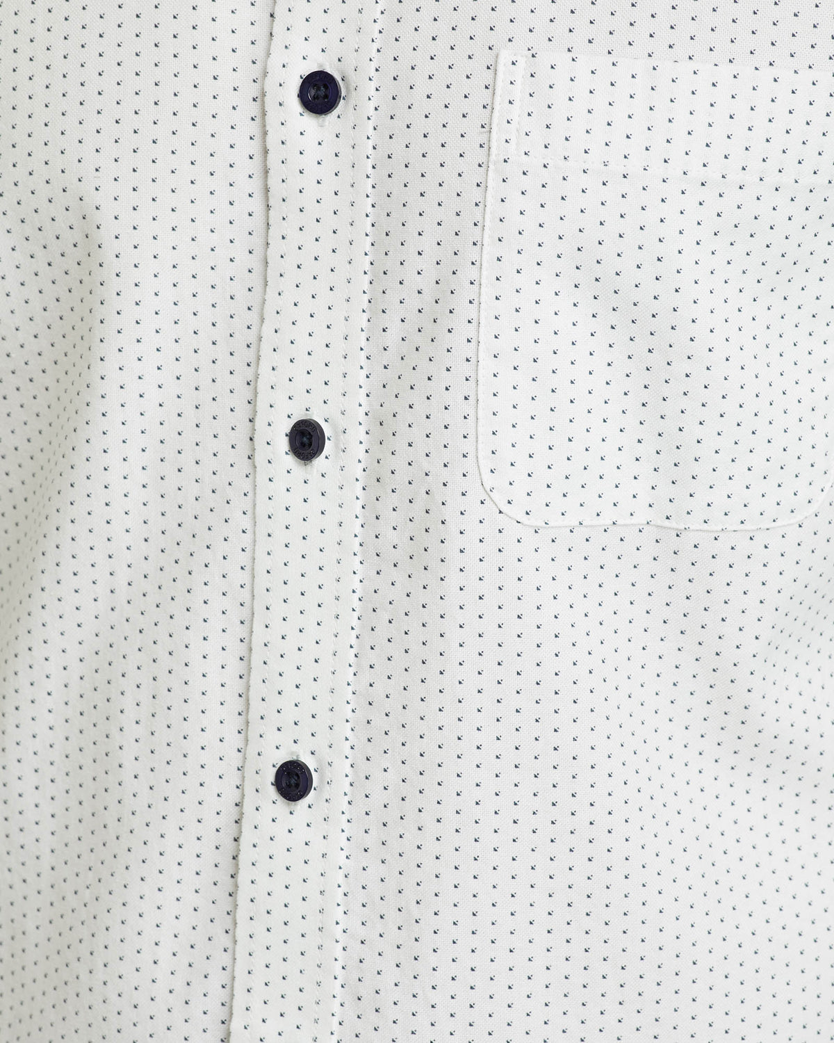 STRATTON OXFORD WEAVE PRINTED SHIRT WHITE/NAVY