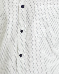 STRATTON OXFORD WEAVE PRINTED SHIRT WHITE/NAVY