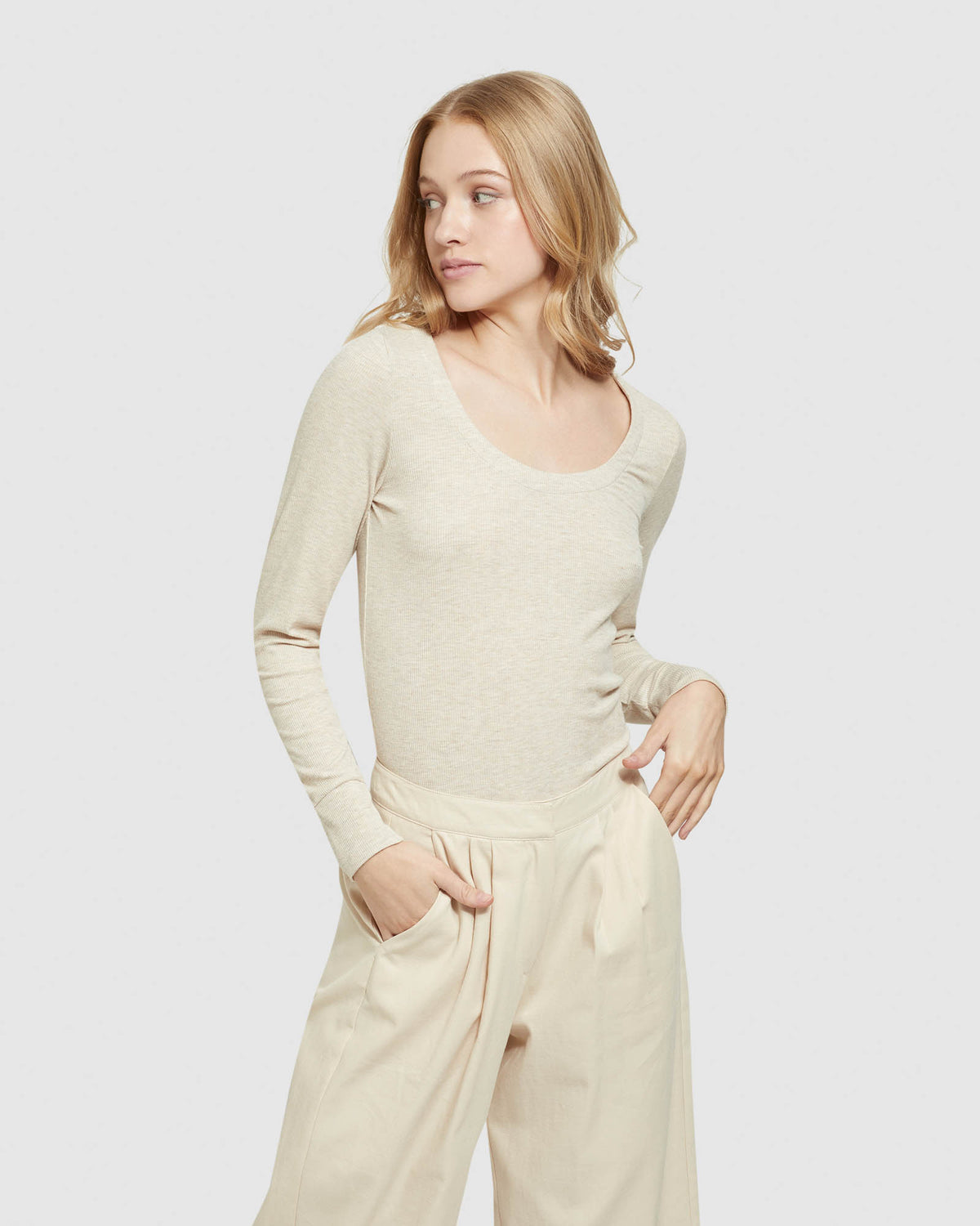 SOPHIE SCOOP NECK RIB T-SHIRT WOMENS TOPS