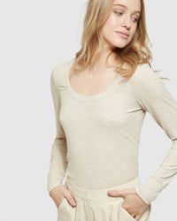 SOPHIE SCOOP NECK RIB T-SHIRT WOMENS TOPS