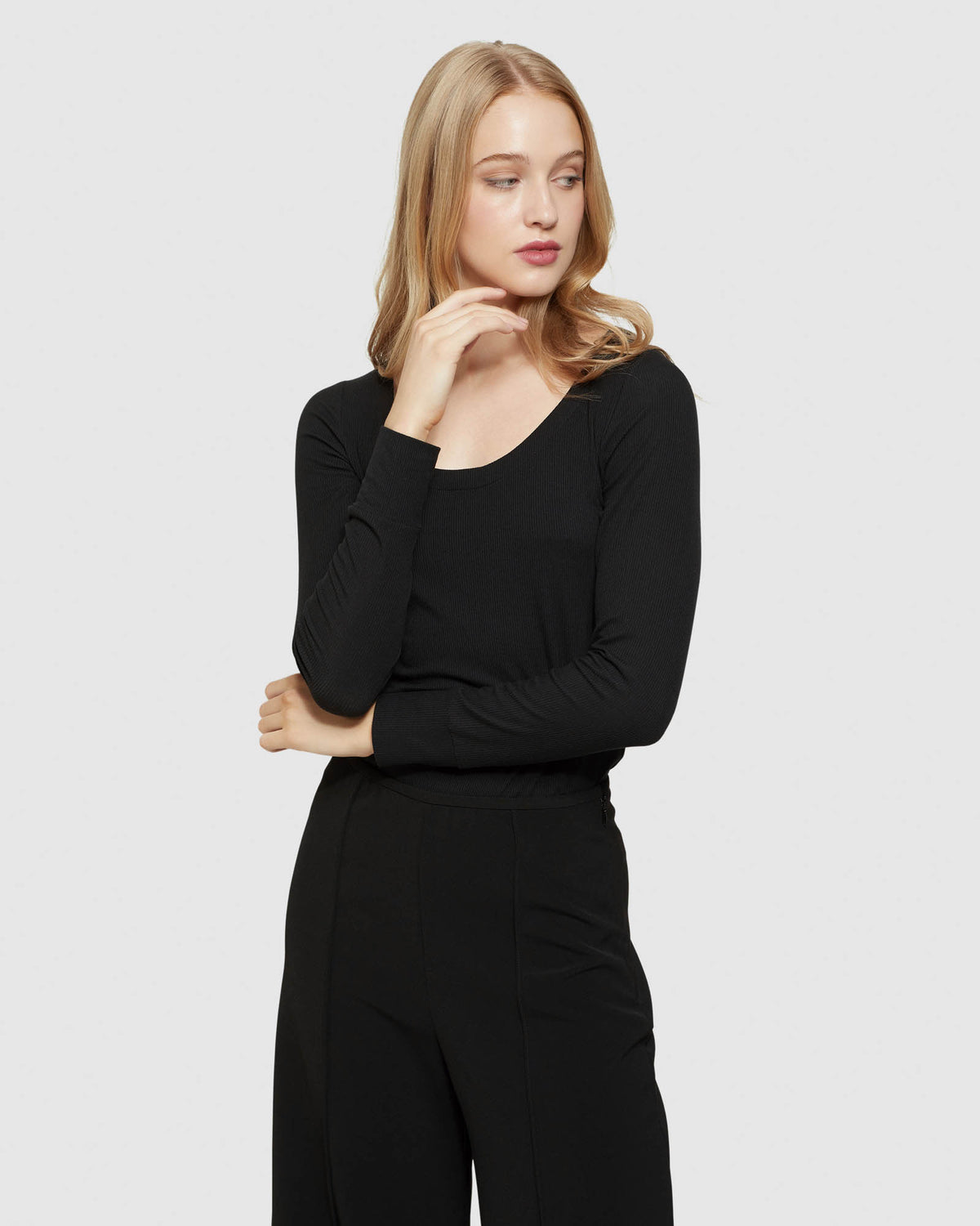 SOPHIE SCOOP NECK RIB T-SHIRT WOMENS TOPS