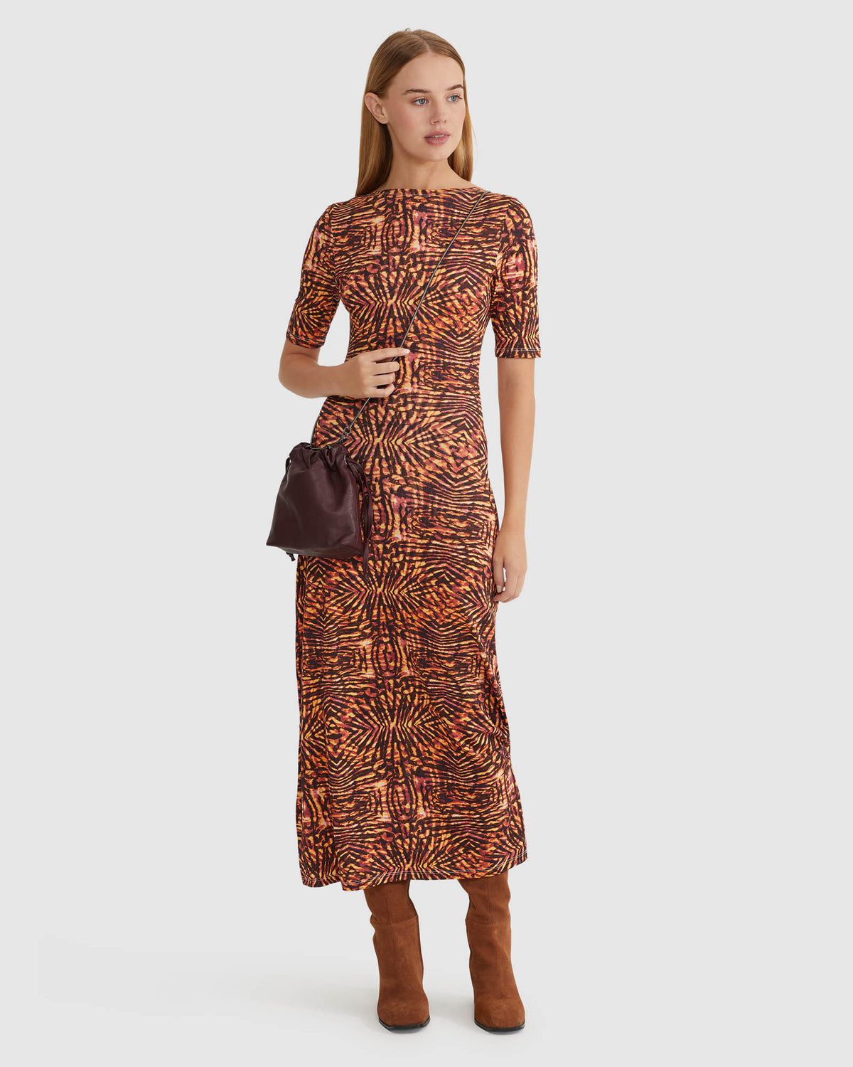 LEONIE PRINTED JERSEY DRESS WOMENS DRESSES