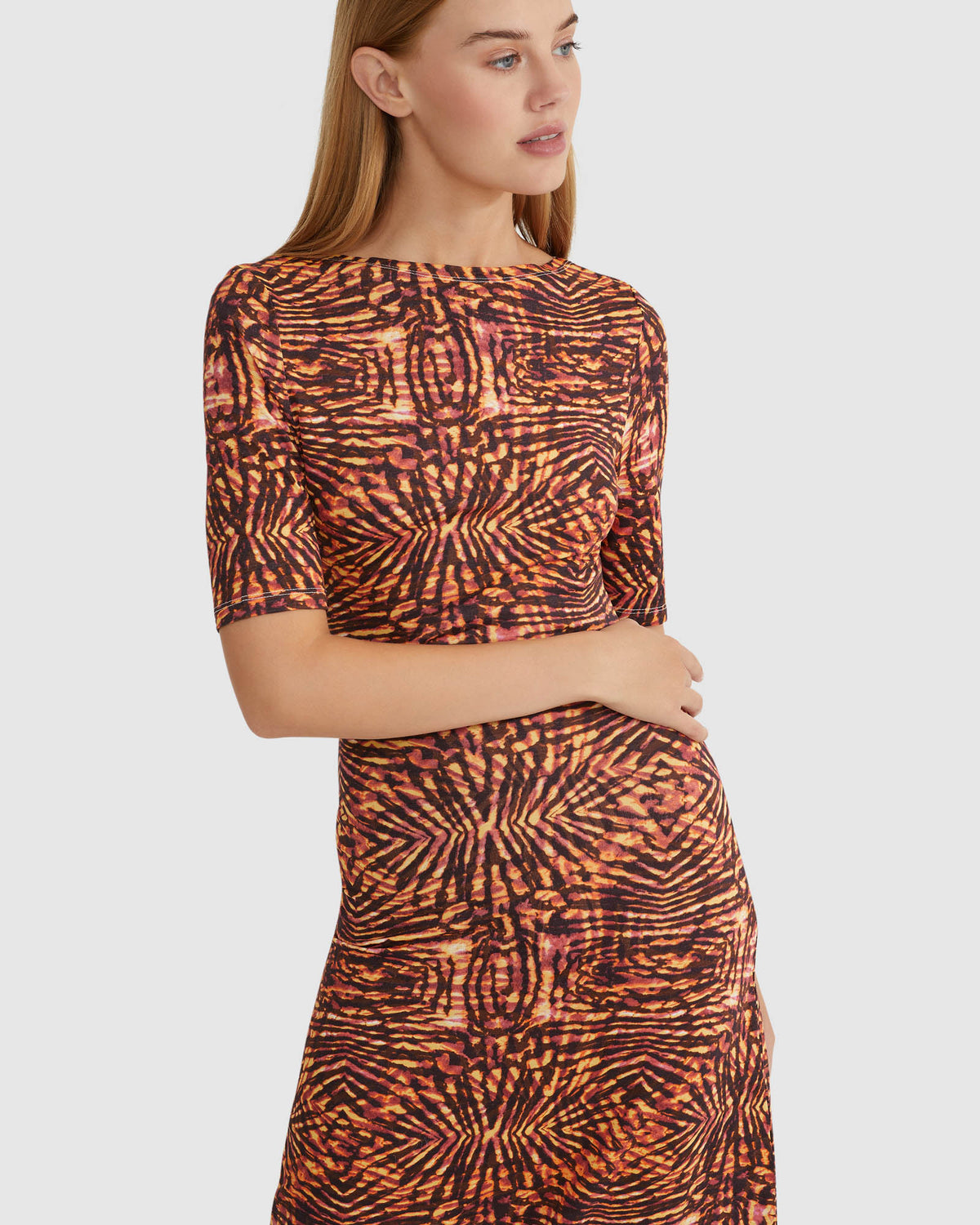 LEONIE PRINTED JERSEY DRESS WOMENS DRESSES