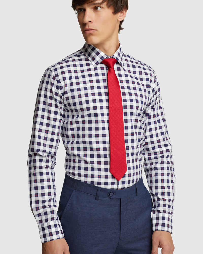 BECKTON CHECKED LUXURY SHIRT NAVY