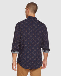 KENTON PAISLEY PRINT REGULAR SHIRT NAVY/TAN