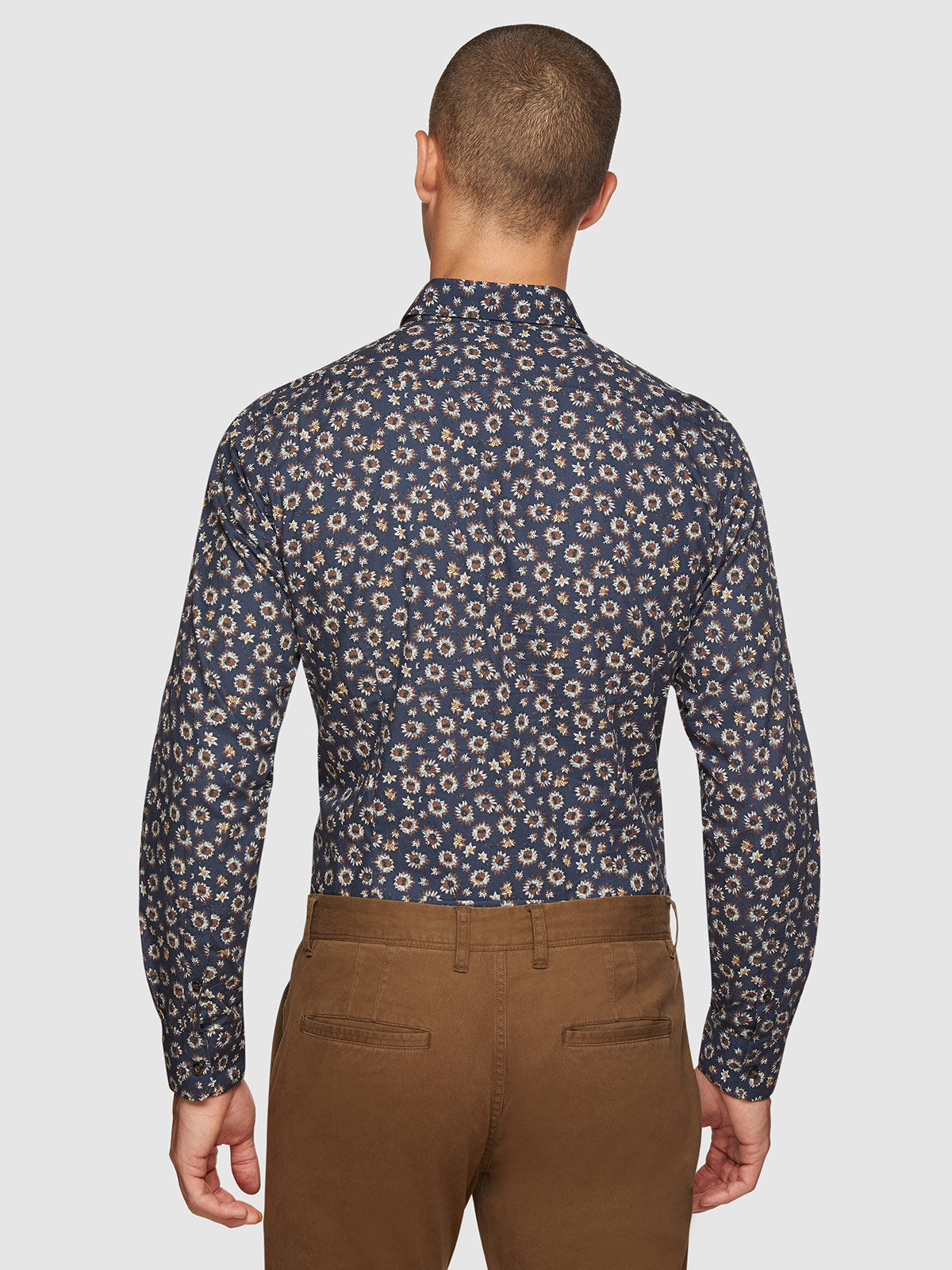 KENTON FLORAL PRINT SHIRT NAVY/TAN