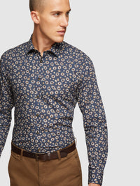 KENTON FLORAL PRINT SHIRT NAVY/TAN