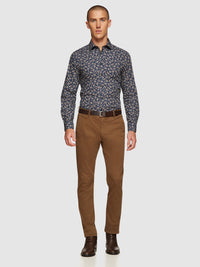 KENTON FLORAL PRINT SHIRT NAVY/TAN