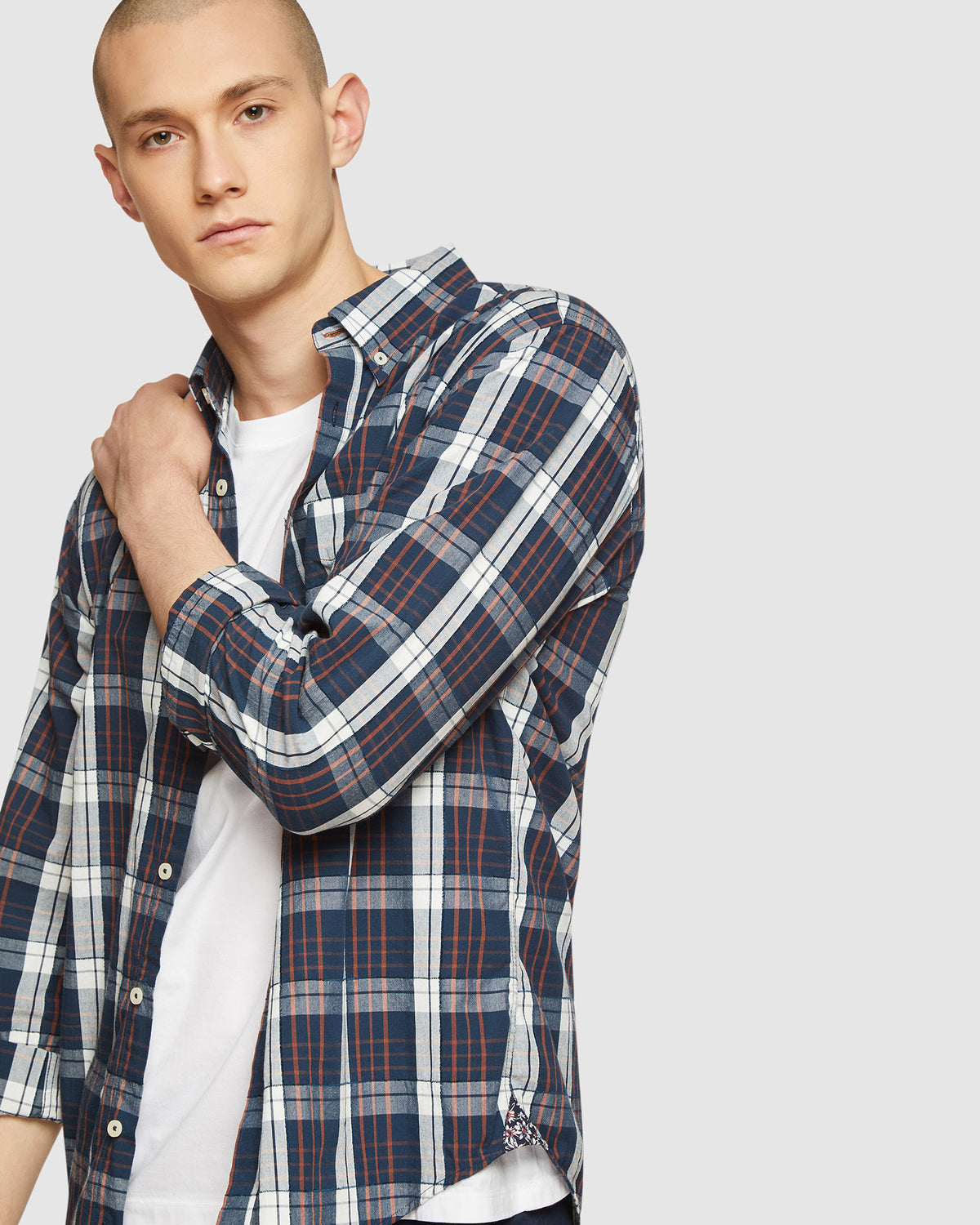 UXBRIDGE CHECKED SHIRT NAVY/TAN