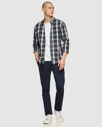 UXBRIDGE CHECKED SHIRT NAVY/TAN