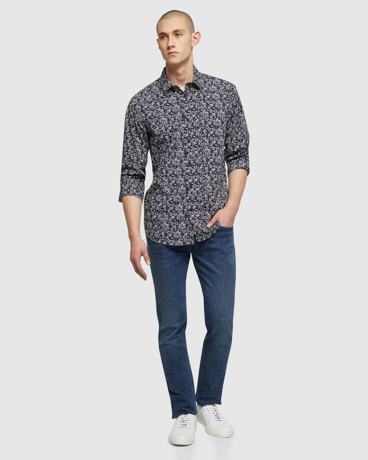 KENTON FLORAL PRINTED REGULAR SHIRT NAVY