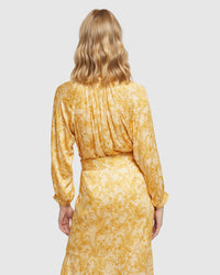 SANDY TROPICAL PRINT TOP MUSTARD