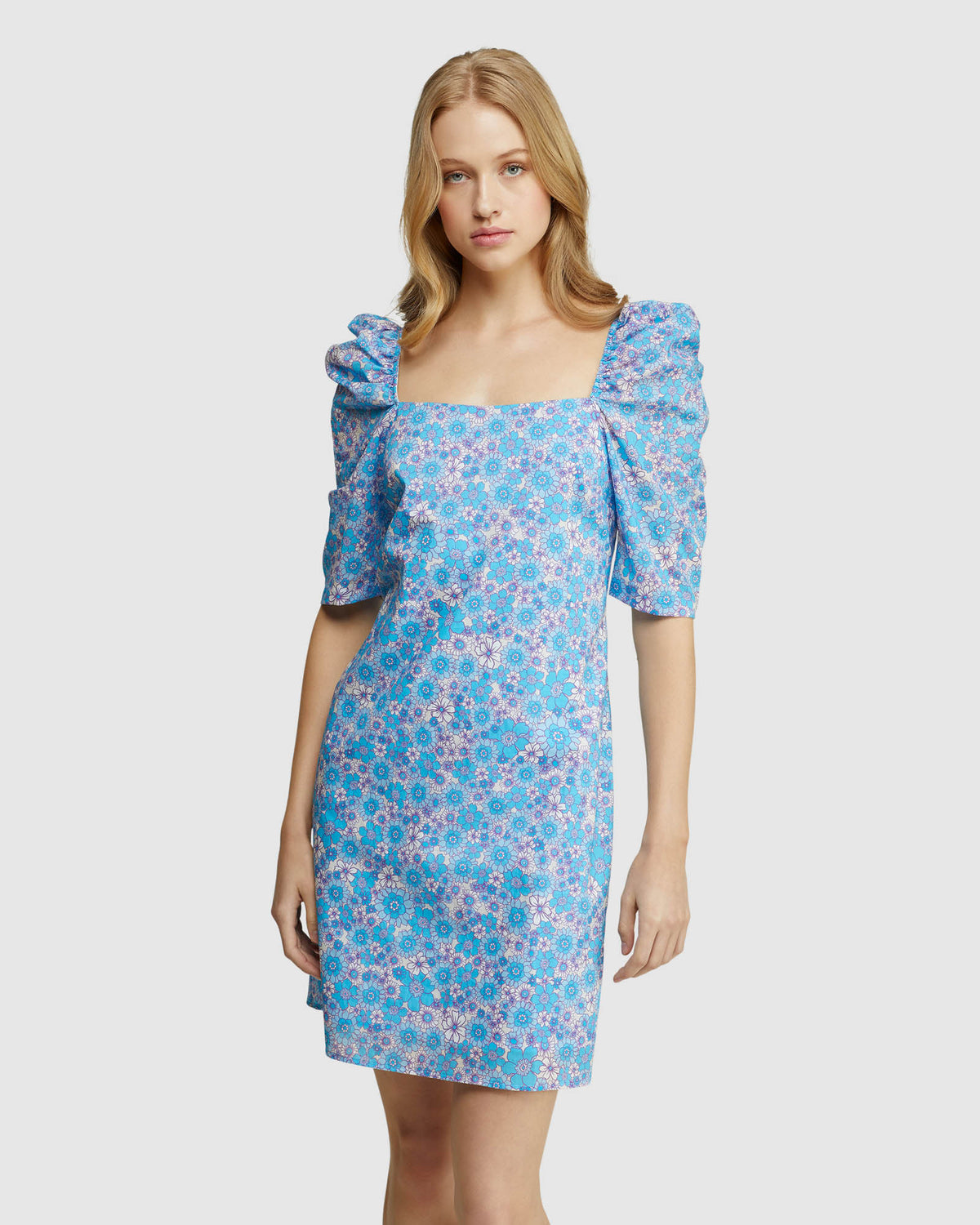 PRINCETON COTTON RETRO FLORAL DRESS WOMENS DRESSES