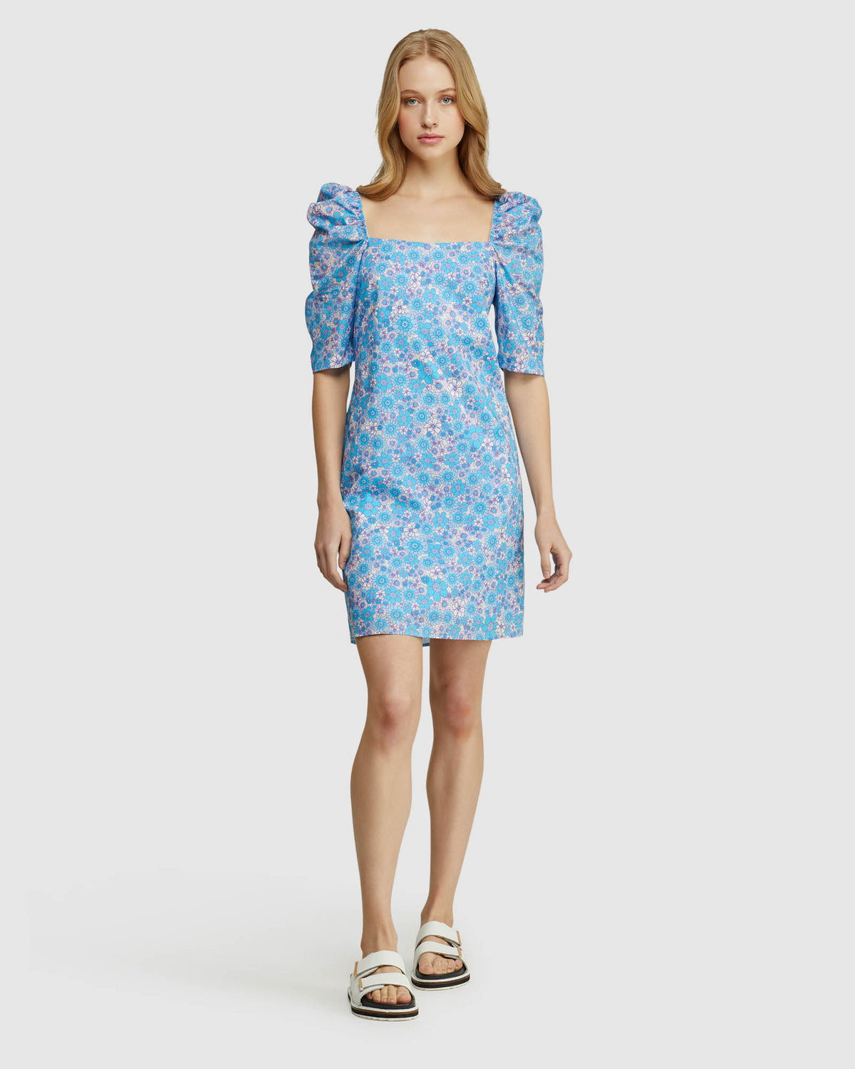 PRINCETON COTTON RETRO FLORAL DRESS WOMENS DRESSES