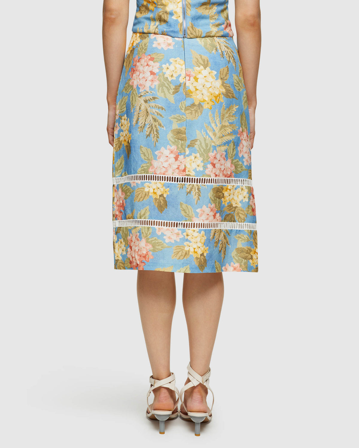 ROSE TROPICAL PRINT LINEN SKIRT WOMENS SKIRTS