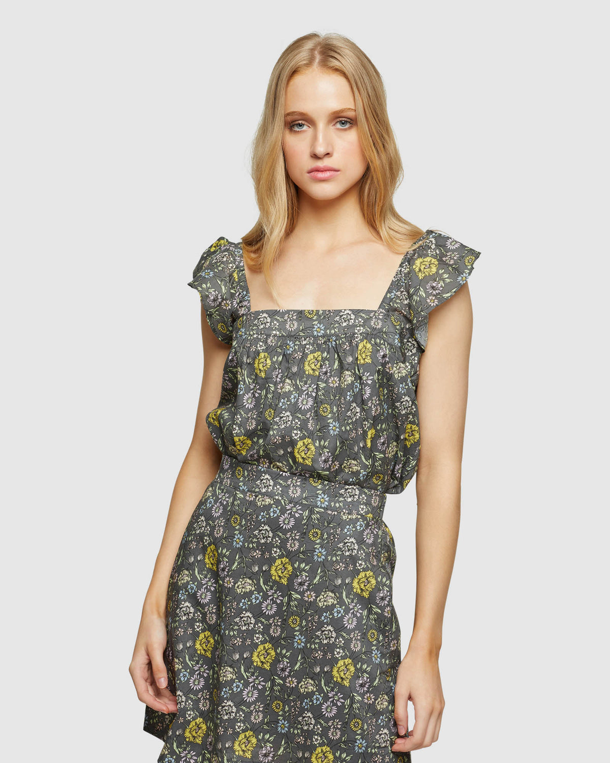 LUCIELLE COTTON PAISLEY PRINT TOP WOMENS TOPS