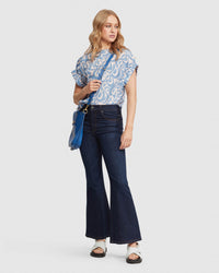 LANA GEO PRINT TOP WOMENS TOPS